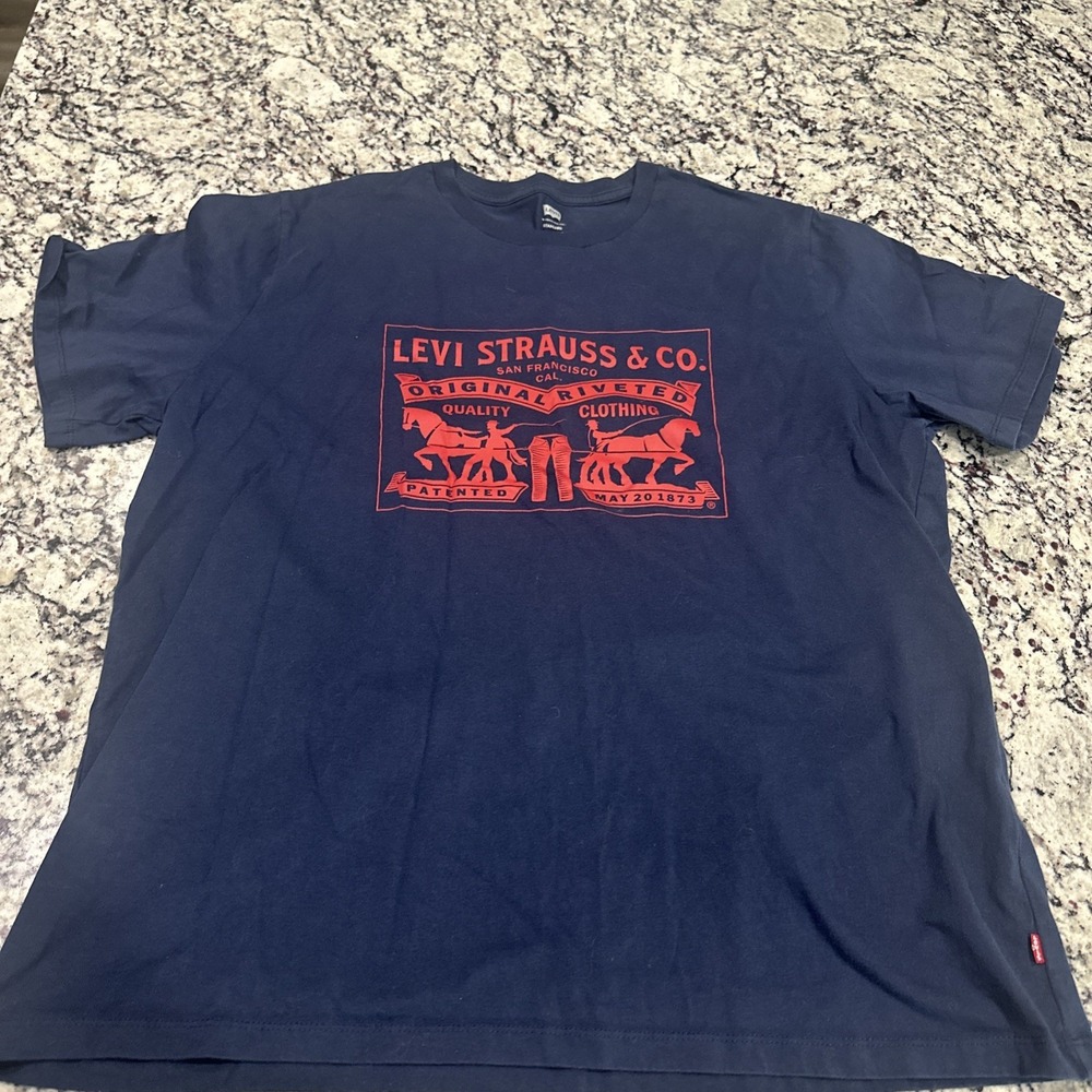 Levi's Strauss & Co. Horse Logo ~ Navy Blue ~ Men's 2XX T-Shirt ~ Short Sleeve